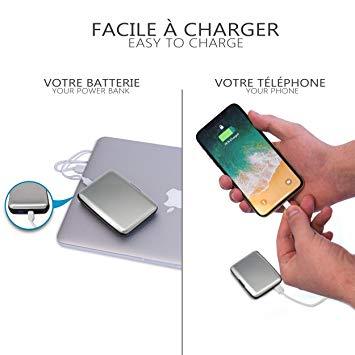 PORTEFEUILLE ALUMINIUM AVEC CHARGEUR | POWER BANK 2000 MAH |2 EN 1 |